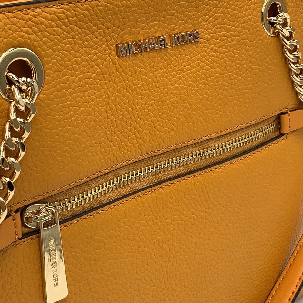MICHAEL KORS JET SET ITEM MEDIUM FRONT ZIP POCKET CHAIN TOTE BAG HONEYCOMB COLOR - Picture 14 of 16